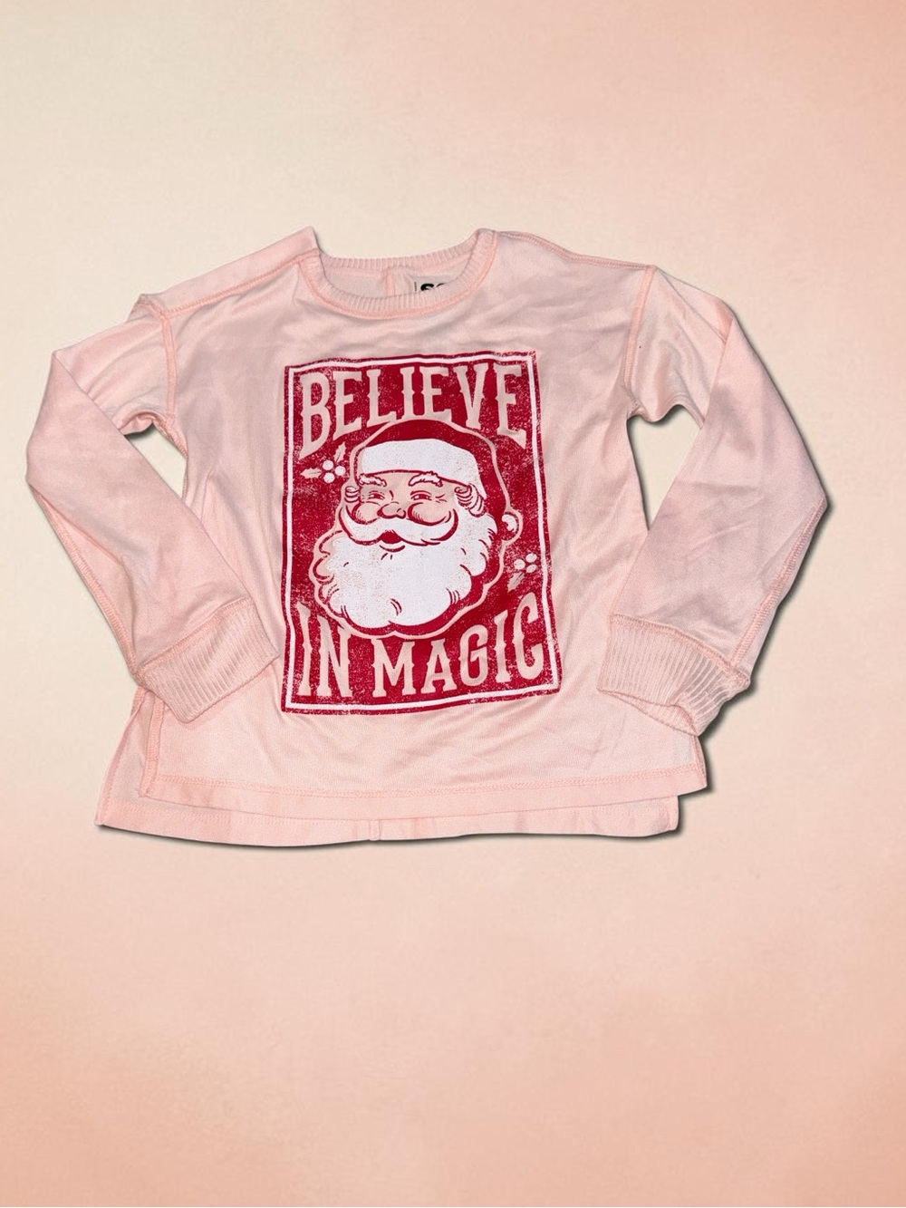 Pink "Believe in Magic" Holiday Tee for Kids Adaptive (S 7) NEW